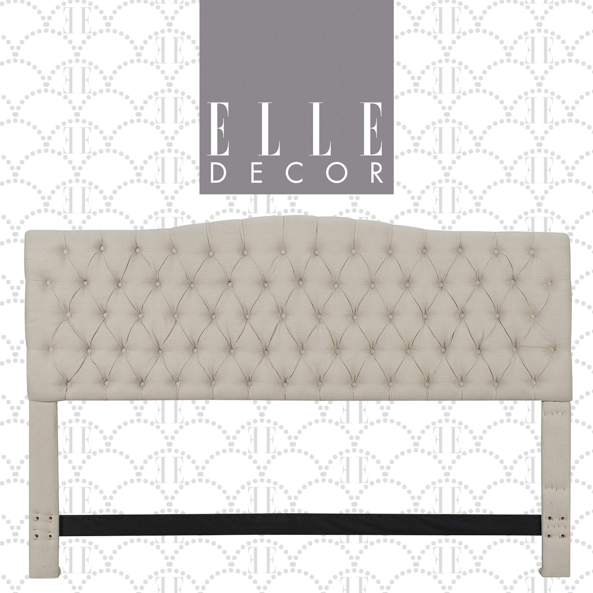 Elle Decor Upholstered Padded Headboard with Contemporary Button Tufting, Soft Velvet-Textured Fabri