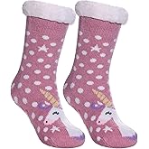 LINEMIN Girls Boys Warm Slipper Socks Child Cozy Soft Fleece Lined Thick Sherpa Winter Indoor Christmas Socks