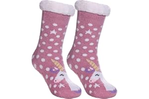 LINEMIN Girls Boys Warm Slipper Socks Child Cozy Soft Fleece Lined Thick Sherpa Winter Indoor Christmas Socks