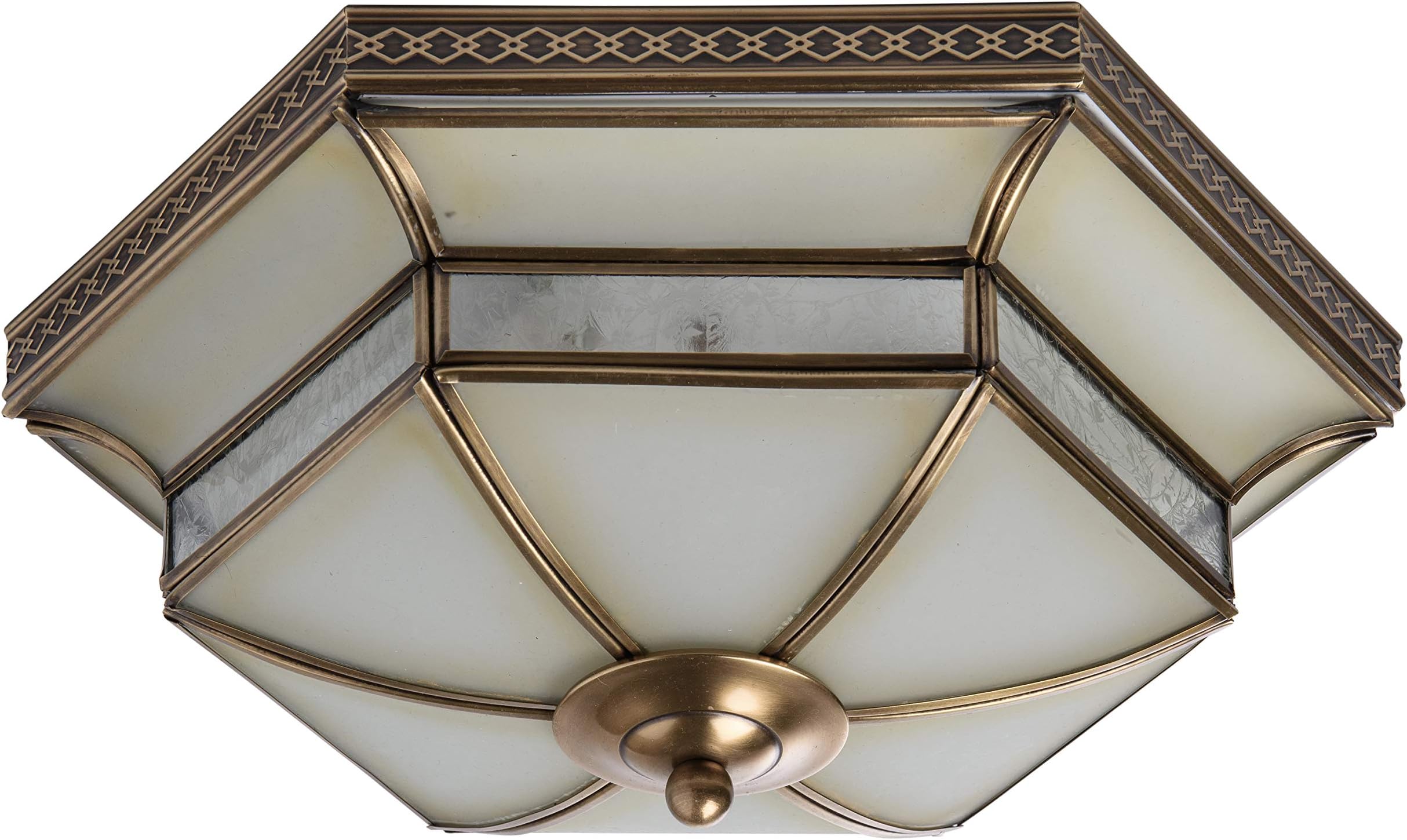 MW-Light 397010103 Flush Ceiling Light Brass Metal Glass Tiffany Hallway Dining Room Country 3 x 60 W E27 excl