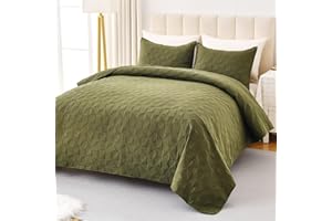 OARAGE King/Cal King Size Quilt Bedding Set Green (110" x 96"), Soft Lightweight Summer Quilted Bedspreads, 3 Pieces Modern Microfiber Coverlet Set with Shams for All Season (1 Quilt, 2 Pillow Shams)