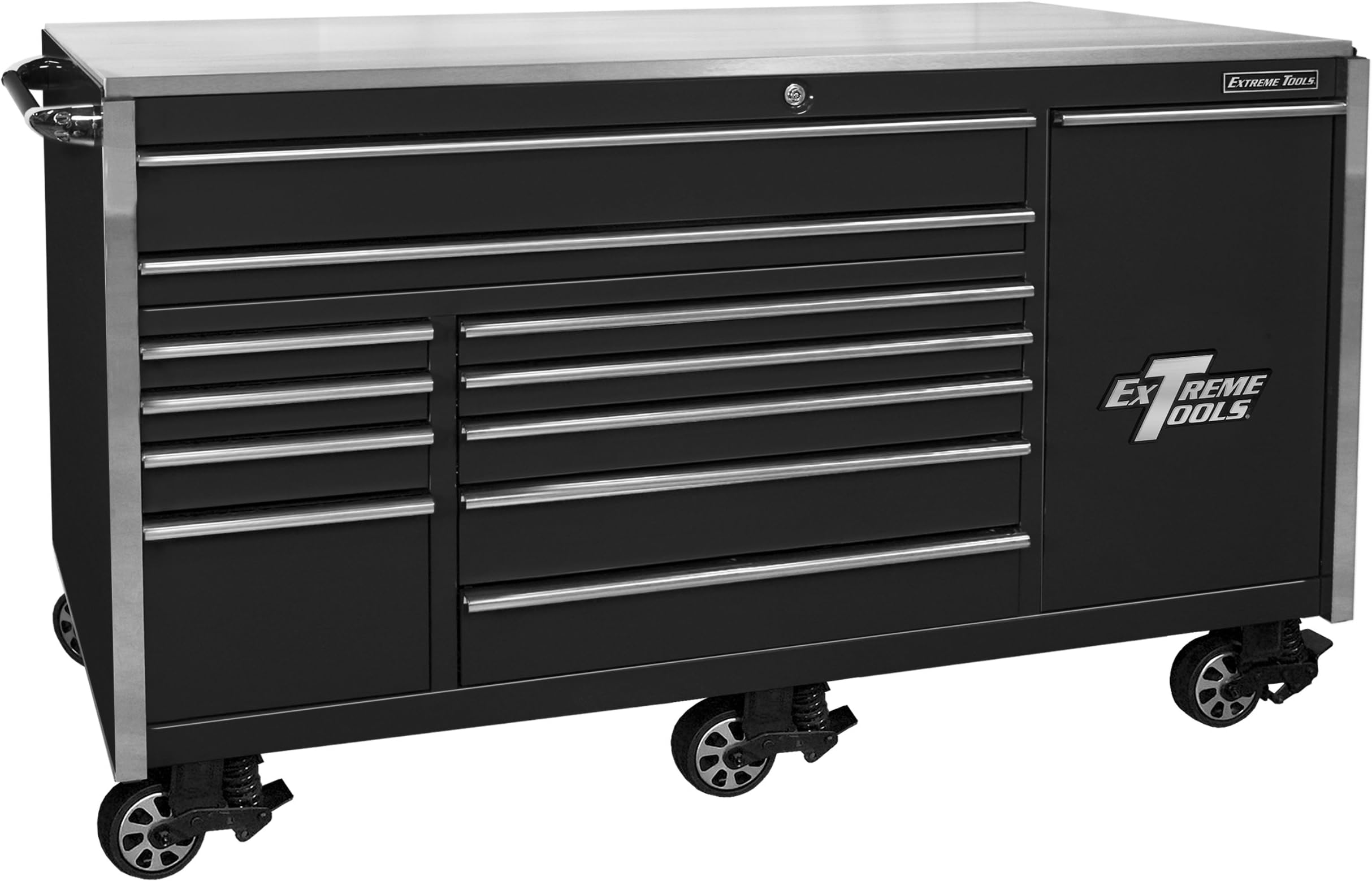 76" 12 Drawer Professional Roller Cabinet In Black