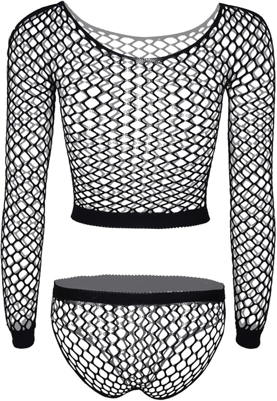 Hularka Womens Mesh Hollow Out Lingerie Sets Crop