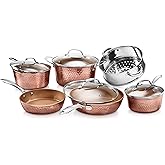Gotham Steel Hammered Collection Pots and Pans 10 Piece Premium Ceramic Cookware Set – with Triple Coated Ultra Nonstick Surface for Even Heating, Oven, Stovetop & Dishwasher Safe