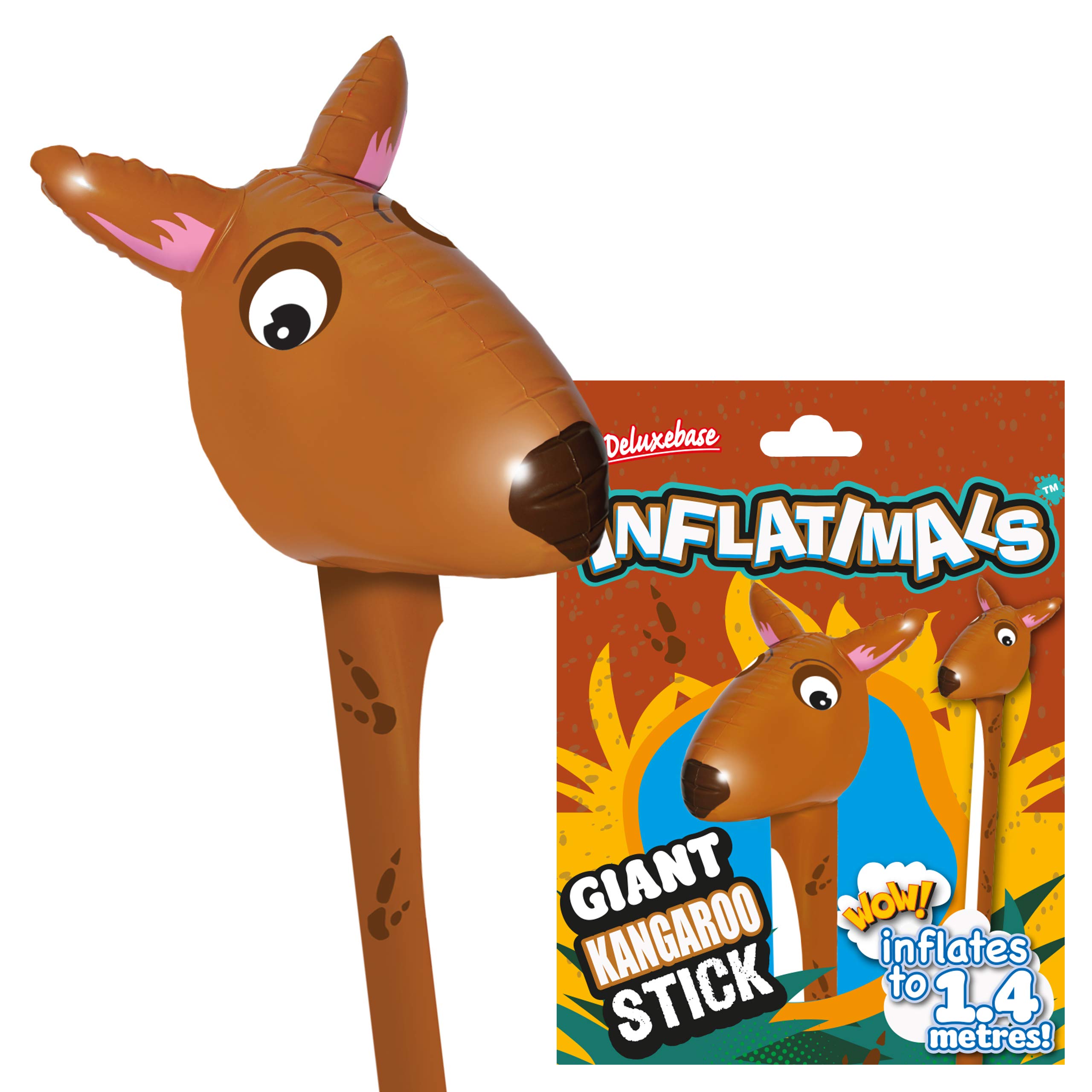 Inflatimals - Kangaroo from Deluxebase, Large Inflatable Animal Toy Balloon Stick, Australia Birthday Decoration & Festival Balloons, Kids Party Supplies and Accessories, Fun Novelty Gifts.