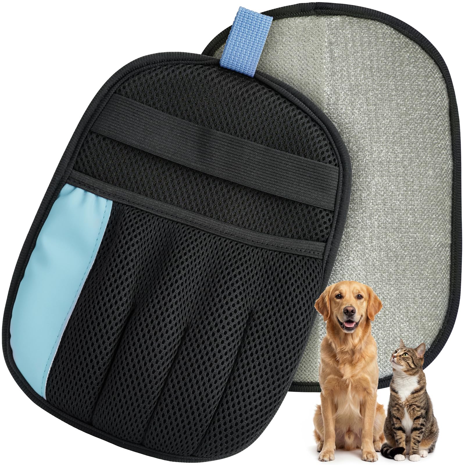 Photo 1 of Rivalran Pet Hair Remover Glove for Dog & Cat, Reusable Electrostatic Magic Brush, Five-Finger Hair Removal Mitt for Cleaning Clothing, Bed, Couch, Carpet, and Car Seat Blue