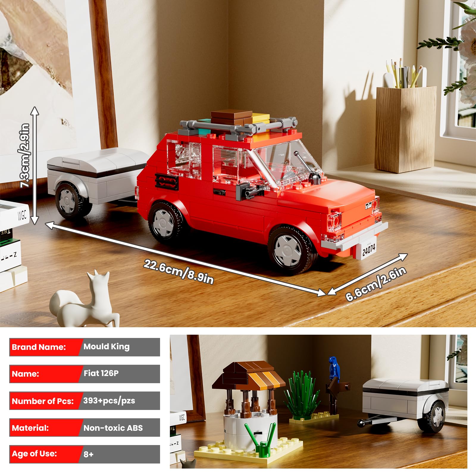 Mould King 24074 Wohnmobil Spielzeug Klemmbausteine 126P Camper Wohnmobil Modellauto Bausteine mit Camping Van Bausatz Kompatibel mit Andere Marken(393 Teile) 2