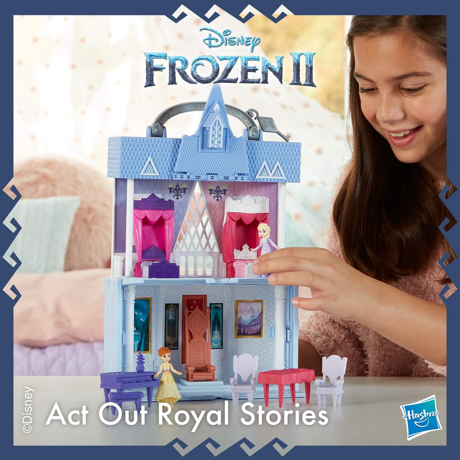 Disney Frozen Pop Adventures Arendelle Castle Playset with Handle, Including Elsa Doll, Anna Doll, & 7 Accessories - Toy for Kids Ages 3 & Up: Toys & Games
