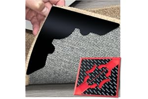 TIKFOAM Rug Non Slip Grippers, Reusable Rug Tape Pads for Hardwood Floors and Tiles, Strong Carpet Gripper for Area Rugs, No Damaging for Floor, 8Pcs