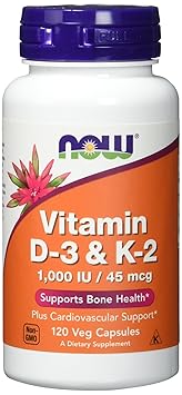 Now Foods | Vitamin D3 und K2 | 1,000 IE und 45 mcg | 120 Kapseln | hochdosiert | Vegetarisch | ohne Gentechnik | Glutenfrei 