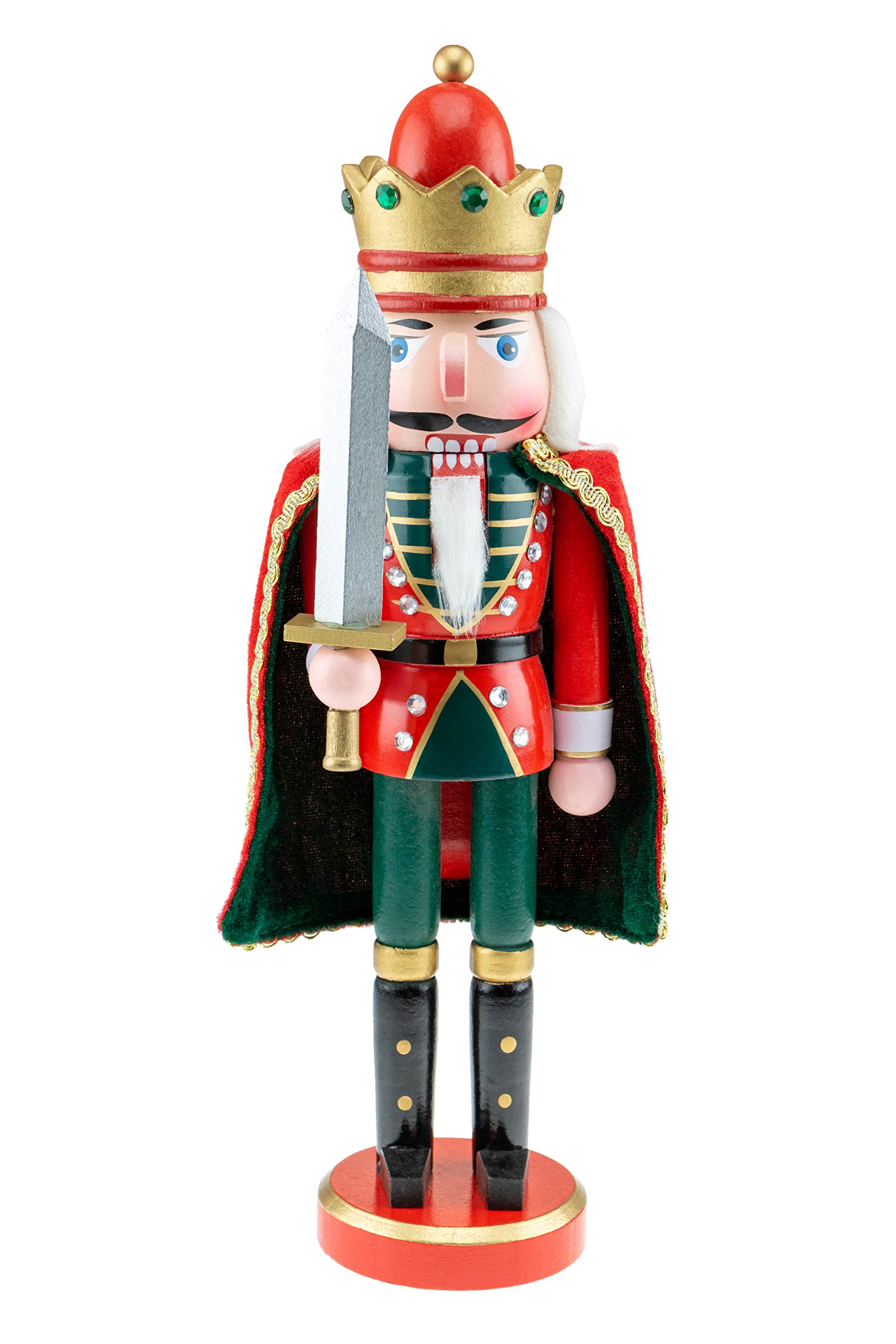 Clever Creations - Traditional Red King Nutcracker with Sword - Collectible Wooden Christmas Festive Holiday Decor - 100% Wood - 14" Tall