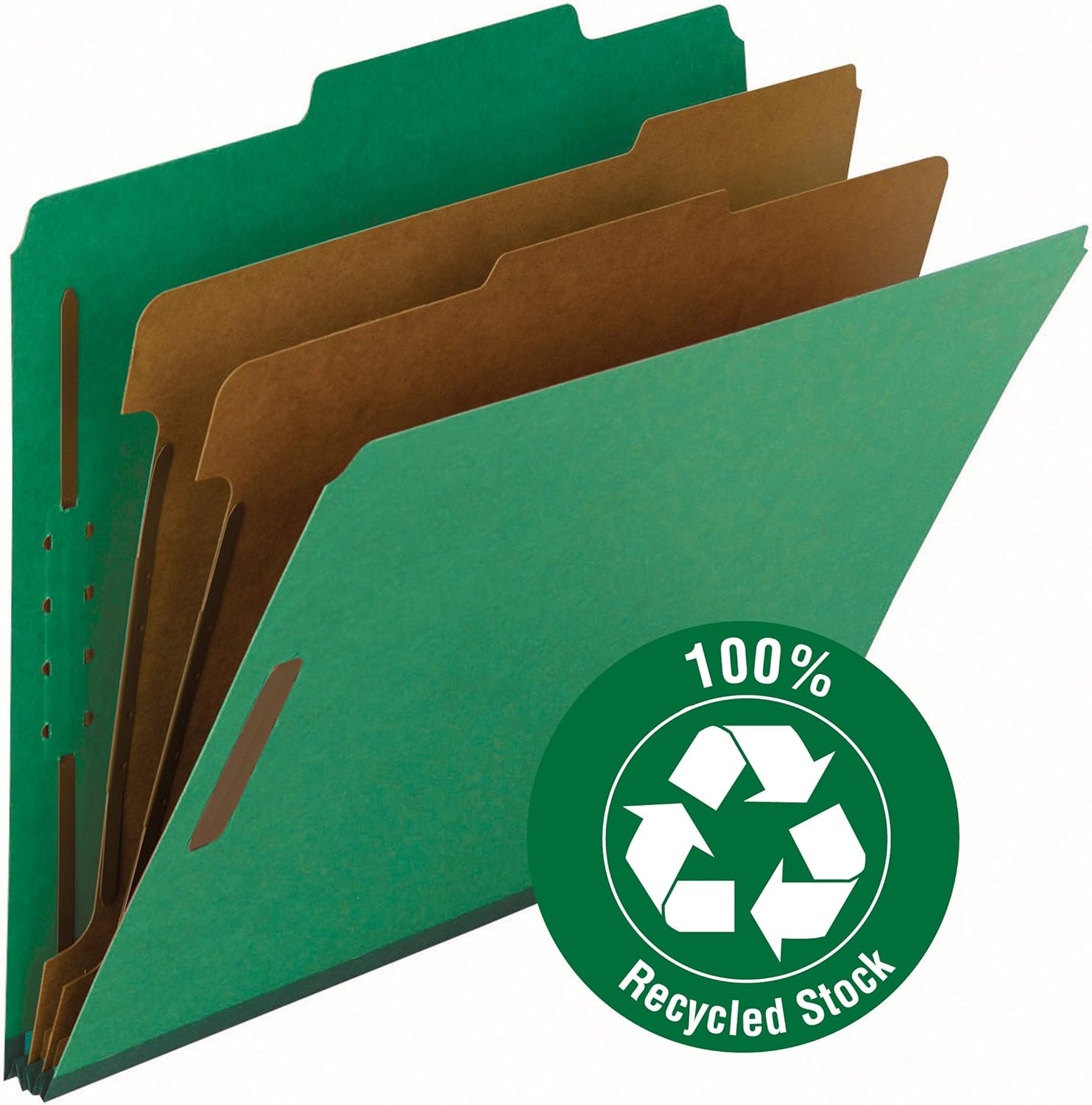 Smead 100% Recycled Pressboard Classification File Folder, 2 Dividers, 2" Expansion, Letter Size, Green, 10 per Box (14063) : Office Products