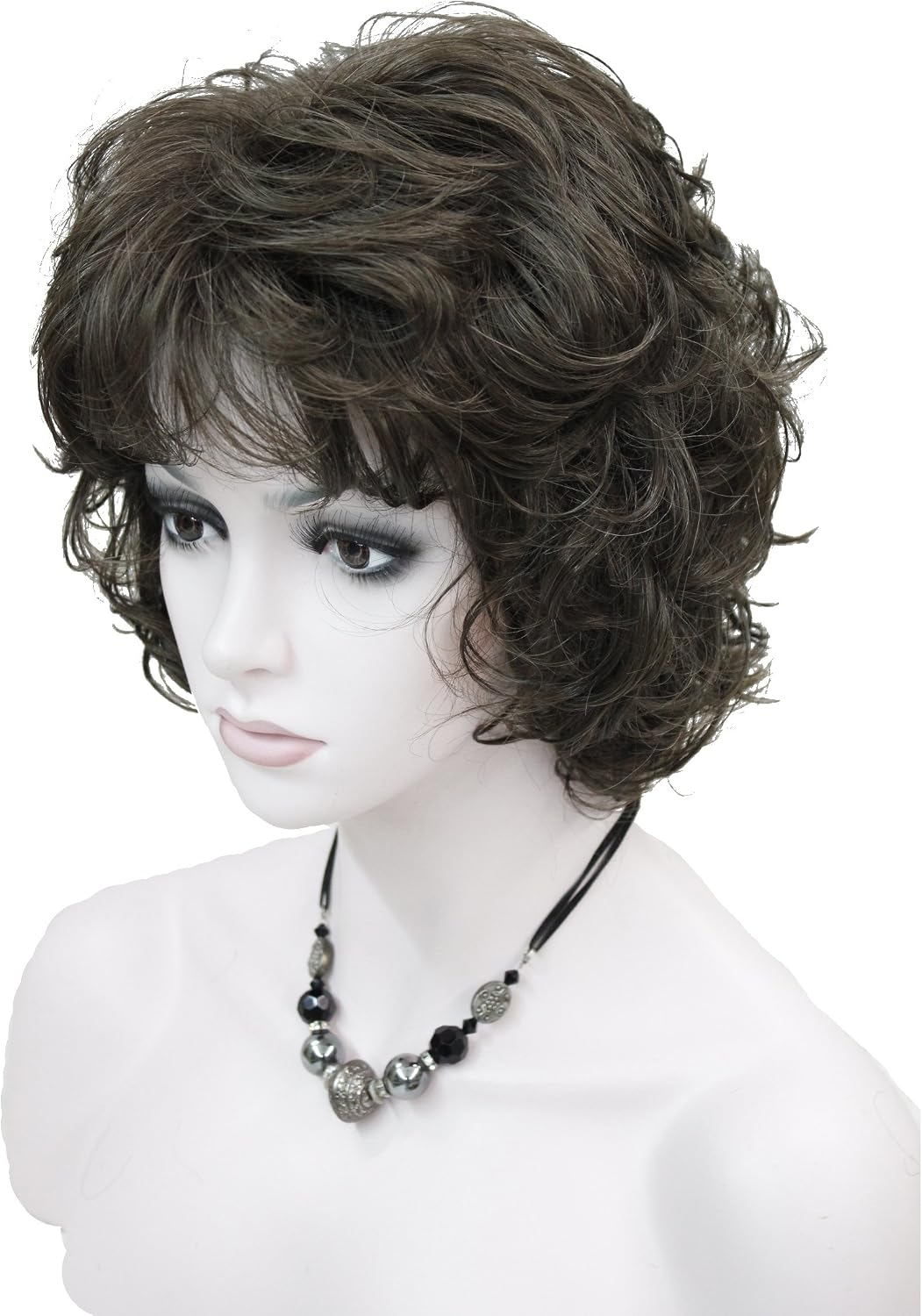 Lydell Women's Short Wavy Curly Wig Synthetic Hair Full Wig 6 inches (Light Chestnut Brown) - Image 5