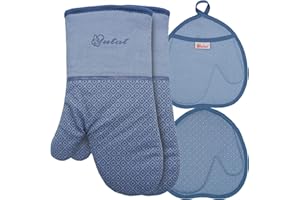 Yutat Silicone Oven Mitts - Oven Mitts and Pot Holders Sets Made of Non-Slip & BPA-Free Silicone, High Heat Resistant 500 Deg