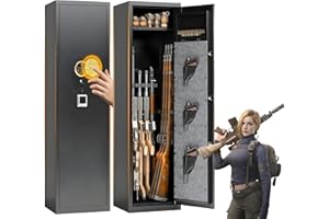 KILISTEELS Large Gun Safe 15 Gun Capacity - Biometric Fingerprint Lock Quick Access Safe, Rifle CabinetWith Adjustable Shelves, Heavy Steel Security Cabinet For Home & Tactical Weapons (55"H×17.7"W×15.7"D)