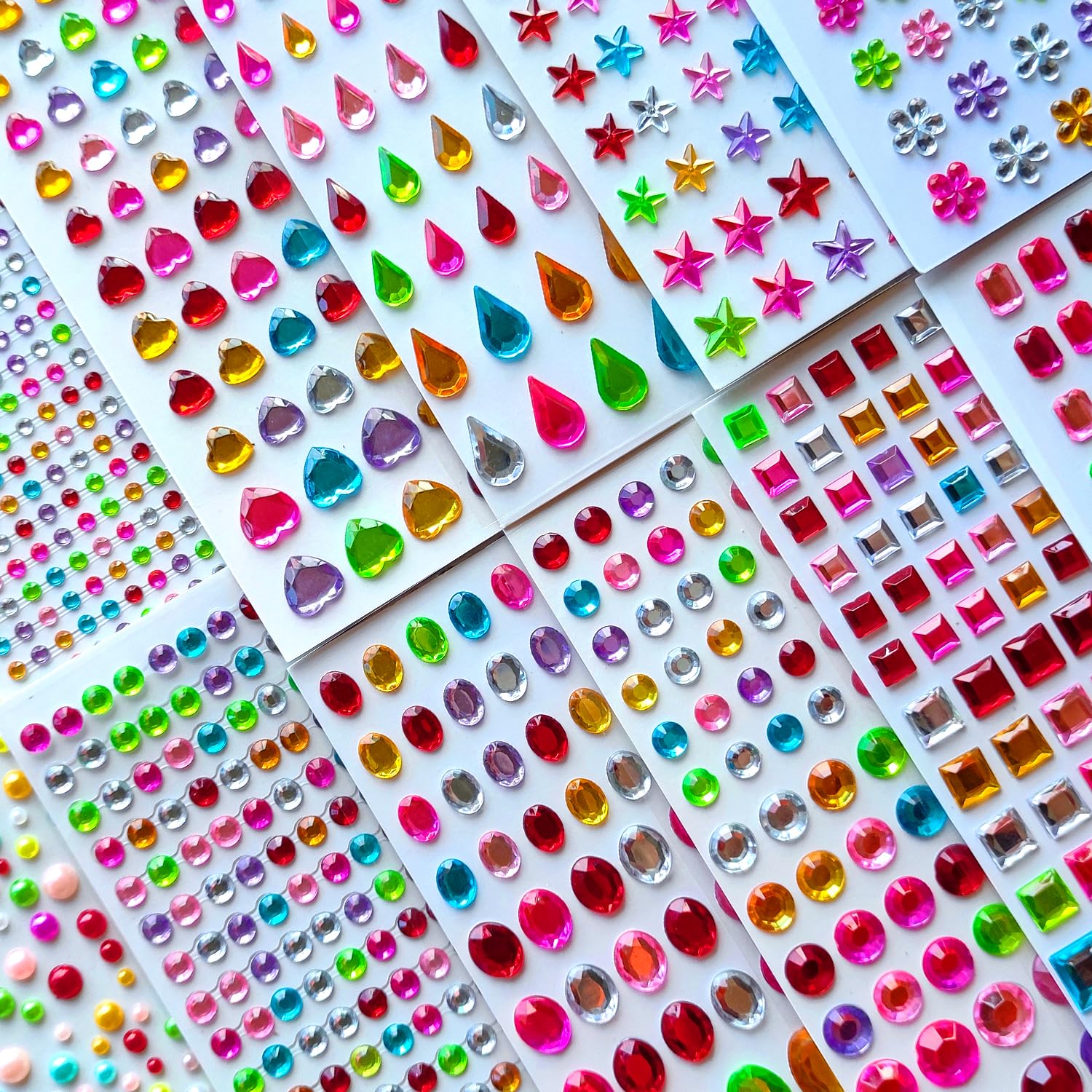 Photo 1 of 3165pcs Gem Stickers Crystal Crafts - self-Adhesive Stickers, Sticker Earrings, Children's Craft Supplies, Stickers in Various Shapes and Sizes.
