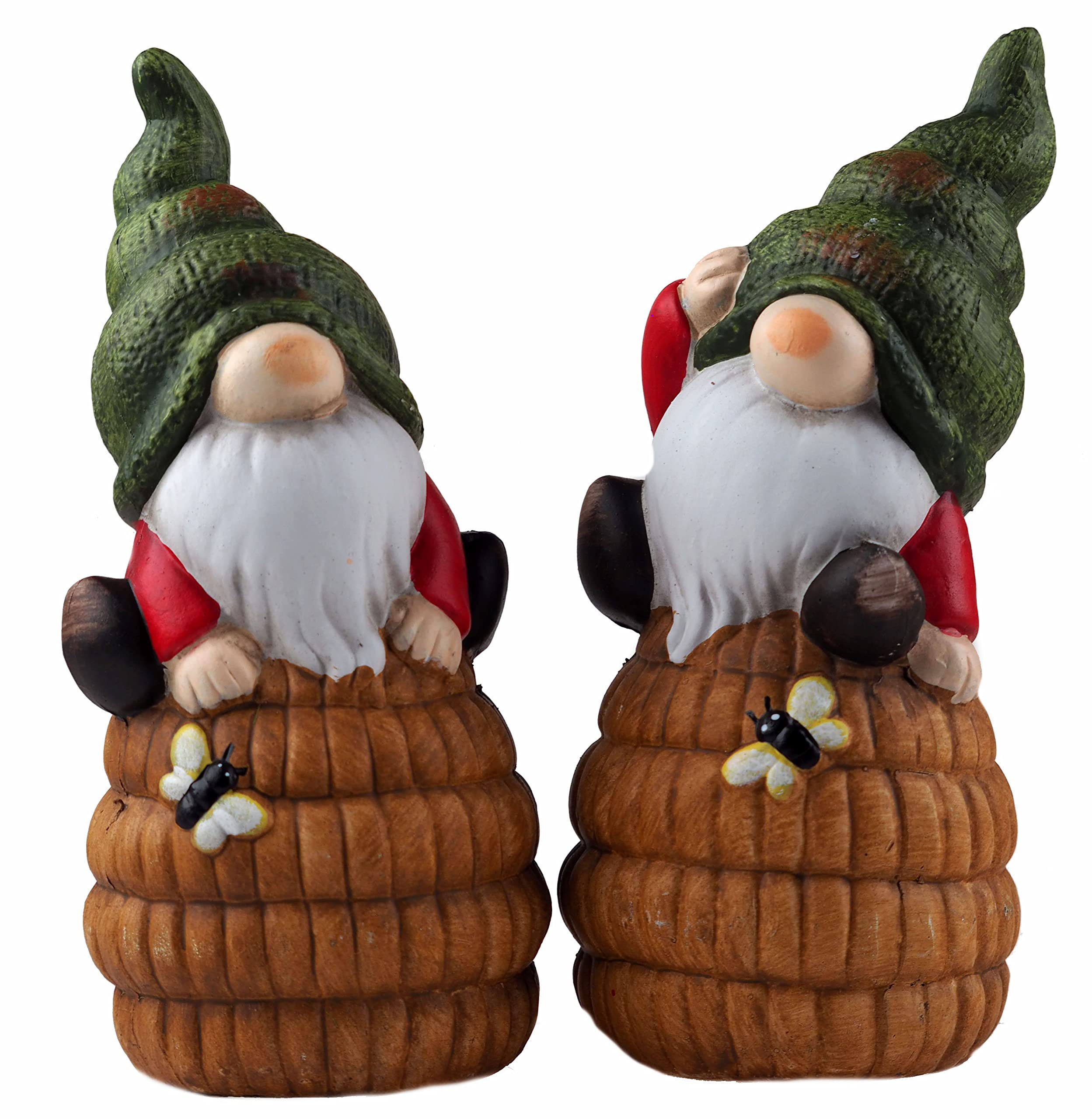 BWG Gonk 22cm Gnome On Beehive Garden Ornament Figurines (Set of 2)