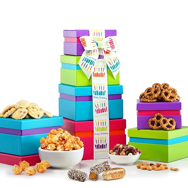 BROADWAY BASKETEERS BIRTHDAY GIFT BASKET TOWER – BIRTHDAY...