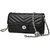 Doris&Jacky Small Quilted Crossbody Bags for Women, Slim Leather Wristlet Clutch Purse with Twist Lock and Chain Strap