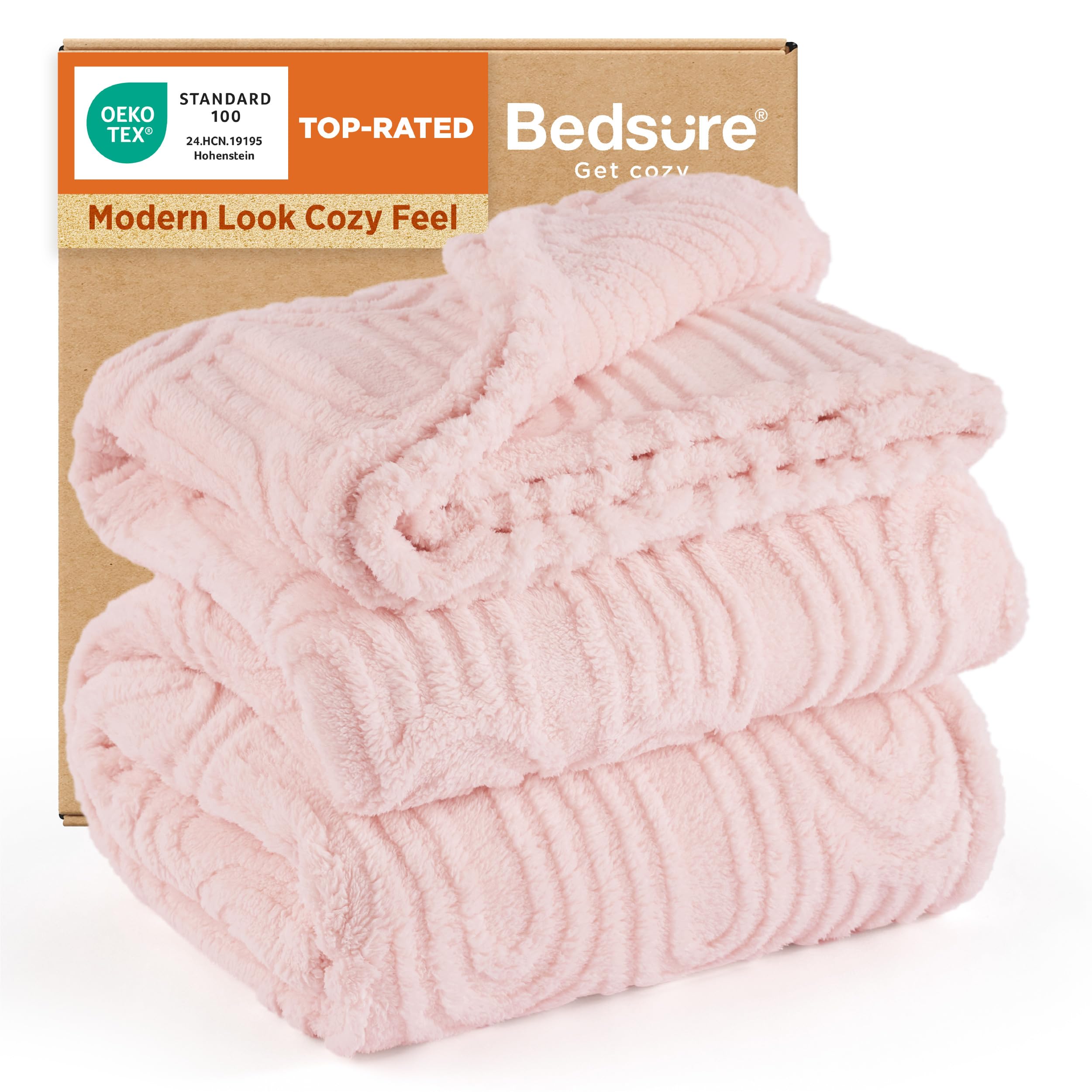 Bedsure GentleSoft Fleece Blanket Queen Size for Bed - Super Soft & Cozy, Fluffy Blankets for Women & Girls, Ideal for Sofa & Couch, Pink, 90x90 Inches Image