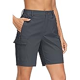 MAGCOMSEN Women's 7" Hiking Cargo Shorts Quick Dry Lightweight Golf Athlectic Casual Trendy Shorts with 5 Pockets