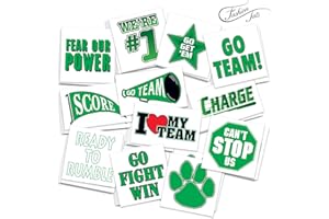 FashionTats Team Spirit Temporary Tattoos | Pack of 48 | MADE IN THE USA | Skin Safe | Removable (Green)