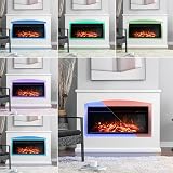 INMOZATA 50In Electric Fire with Surround White Freestanding Fireplace Remote view 2
