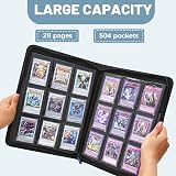 Lictin Card Album Binder 504 Pockets Side Loading Leather Zipper 28 Pages Black view 2