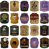 Zonon 80 Pcs Apothecary Stickers, 20 Styles Waterproof Bottle Label | Vintage Laminated Potion Labels for Apothecary Decor, Creepy Medicine Bottle Stickers for Halloween Party Photo Props