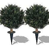 LYTREWPLANT Artificial Boxwood Ball Bush 27" Tree UV Resistance Rated with Spike. Easy to Push in The Ground.Plant Looks Great in a Planter Anywhere. Indoor/Outdoor Decor 2 Pack