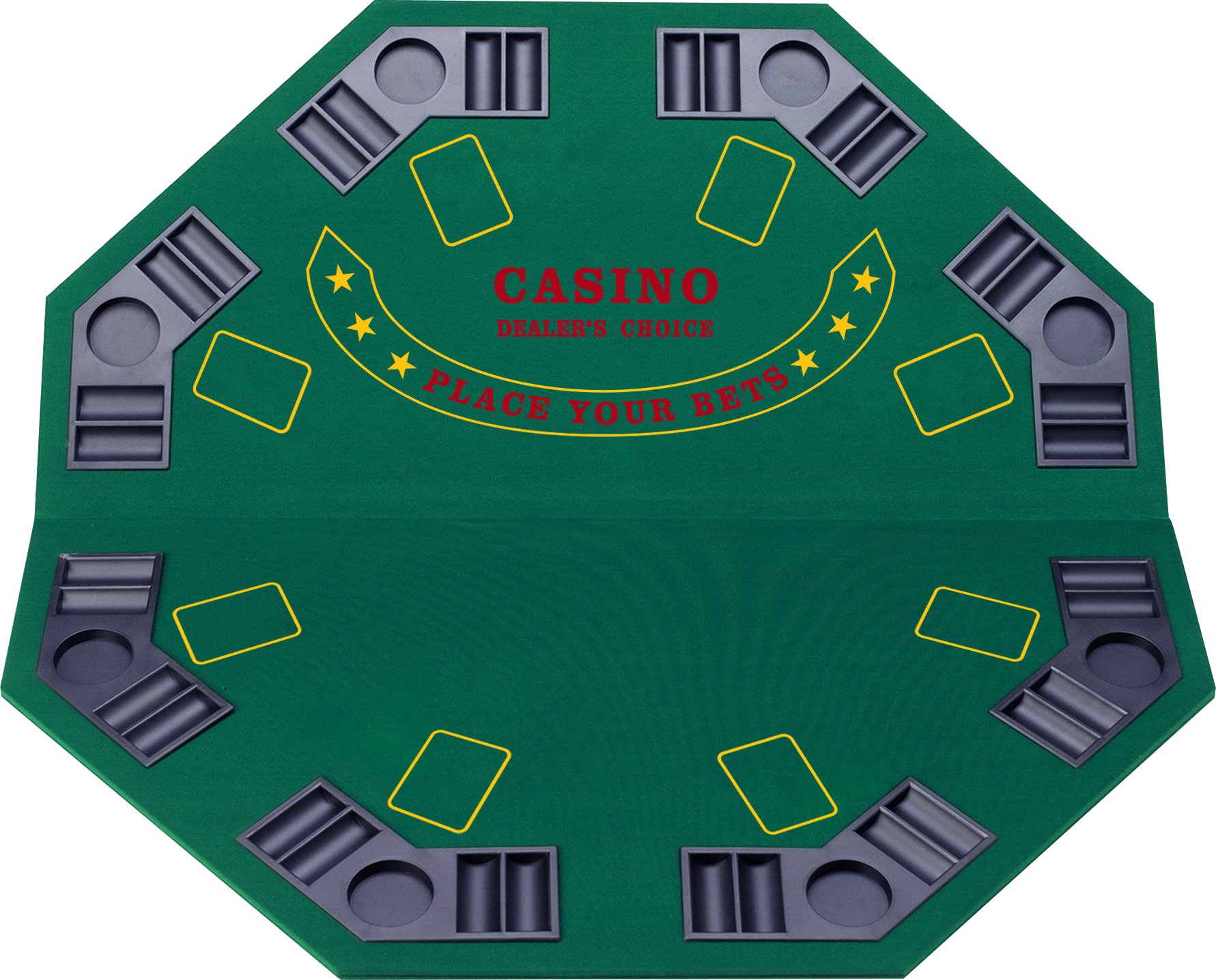 Poker Table Top Padded Green Felt 8 Built in Cup Holders BiFold Center