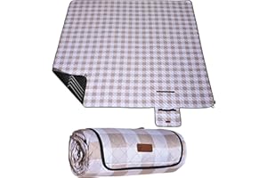 HX&OD Outdoor Picnic Blanket, Extra Large, 80''x60'' Waterproof Foldable Blankets Gingham Picnic Mat for Beach, Camping Grass Lawn Park Accessories Cute Couple Ideas Wedding (Light Brown, 80”x60”)