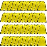 GoodtoU Drawstring Bags, Nylon Backpacks - Drawstring Gym Bags for Sport, Traveling, Team (Yellow, 48Pcs)