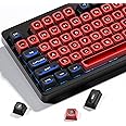 OHY XVX MAX Profile Translucent Shine-Through Keycaps, 136-Key PBT Keycaps with Crescent Moonlight Design for 75% Mechanical Keyboards (Black & Red Custom Jelly Style)
