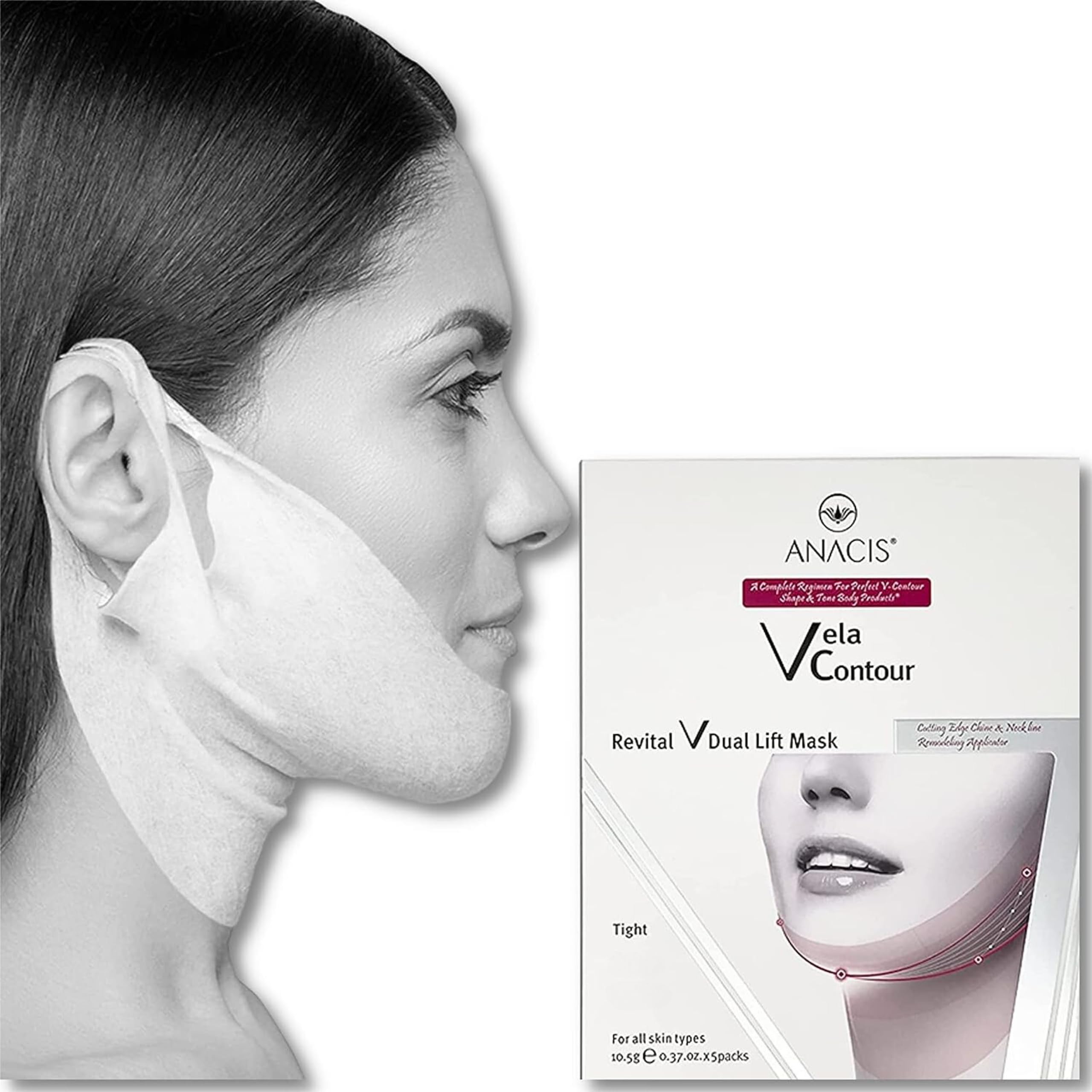 Advanced Neck Under Chin Mask Works for V-line Chin Jawline - Fine Lines - Neck Wrinkles - Sagging Skin - For Women and Men. (5 MASKS)
