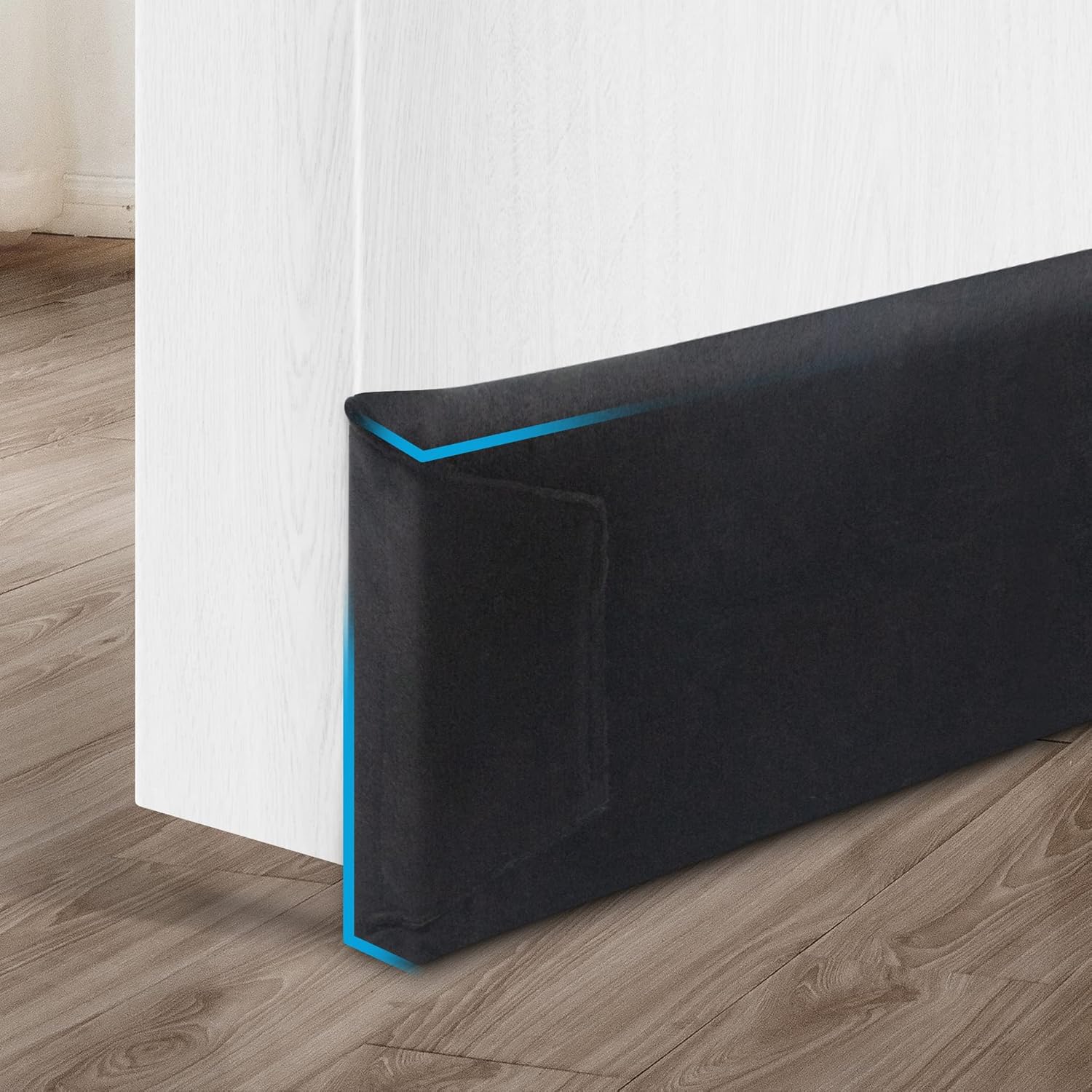 Draft Stoppers - HomeProtect Upgrade Door Draft Stopper 35inch - Adjustable Door Draft Blocker Fit for 0-2” Door Gap, Strong Adhesive Draft Stoppers for Side of Door, Block Draft, Light, Odor, Sound, Thicker & Wider