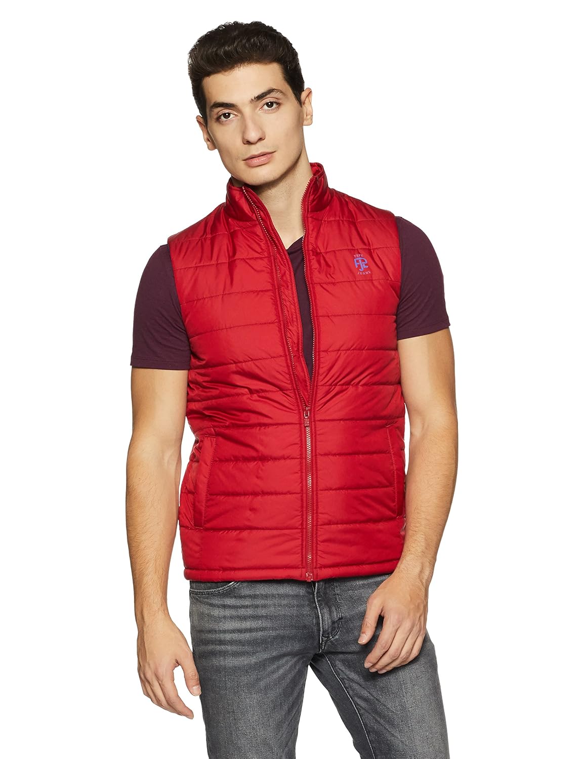 pepe jeans sleeveless solid men's jacket