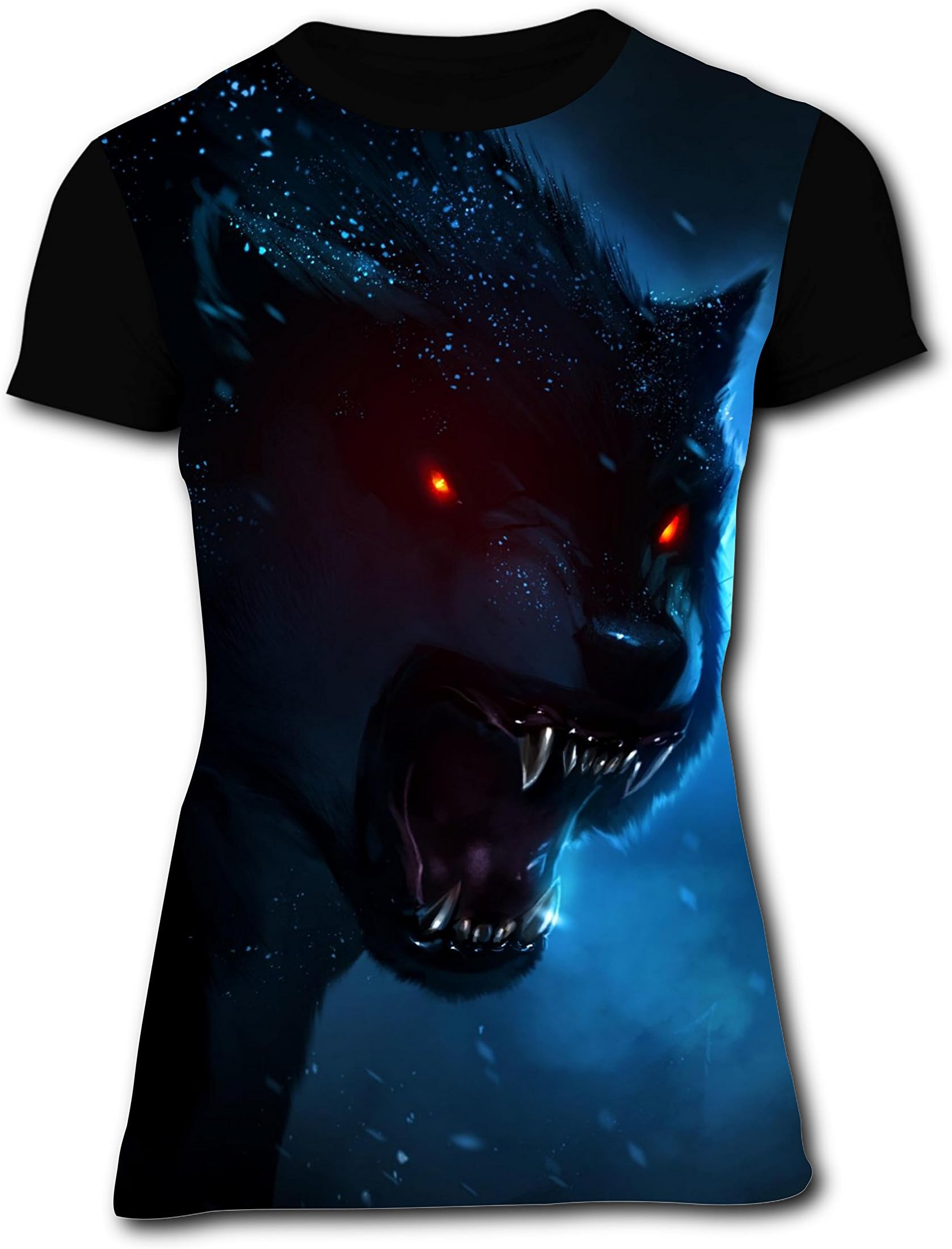 SexyTops Black Fierce Wolf Predator Design T-Shirt Slim Tee Tops for Women