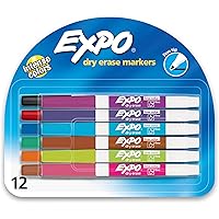 Expo Low Odor Dry Erase Markers, Fine Tip, Assorted Colors, 12 Count