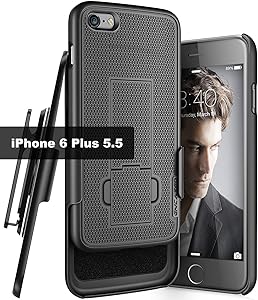 Encased iPhone 6 Plus/6s Plus Belt Case with Holster Clip (DuraClip) Slim Fit Cover with Holder (Smooth Black)