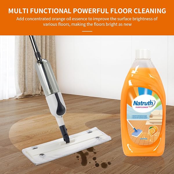 NATRUTH FLOOR CLEANER 500ML DEEP CLEAN STUBBORN DIRT AND GREASE MULTIPURPOSE LIGHT CITRUS FLOOR CLEANER STRIPLESS GLOSSY POLISHING AGENT FOR ALL TYPES OF CERAMIC TILE FLOORING