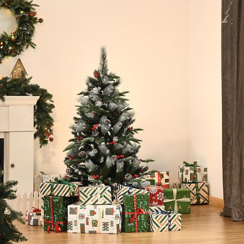 Árvore de Natal artificial 150 cm com 440 ramos, 39 pinhas verdes