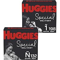Hypoallergenic Newborn Baby Diapers (132ct) & Size 1 (198ct), Huggies Special Delivery