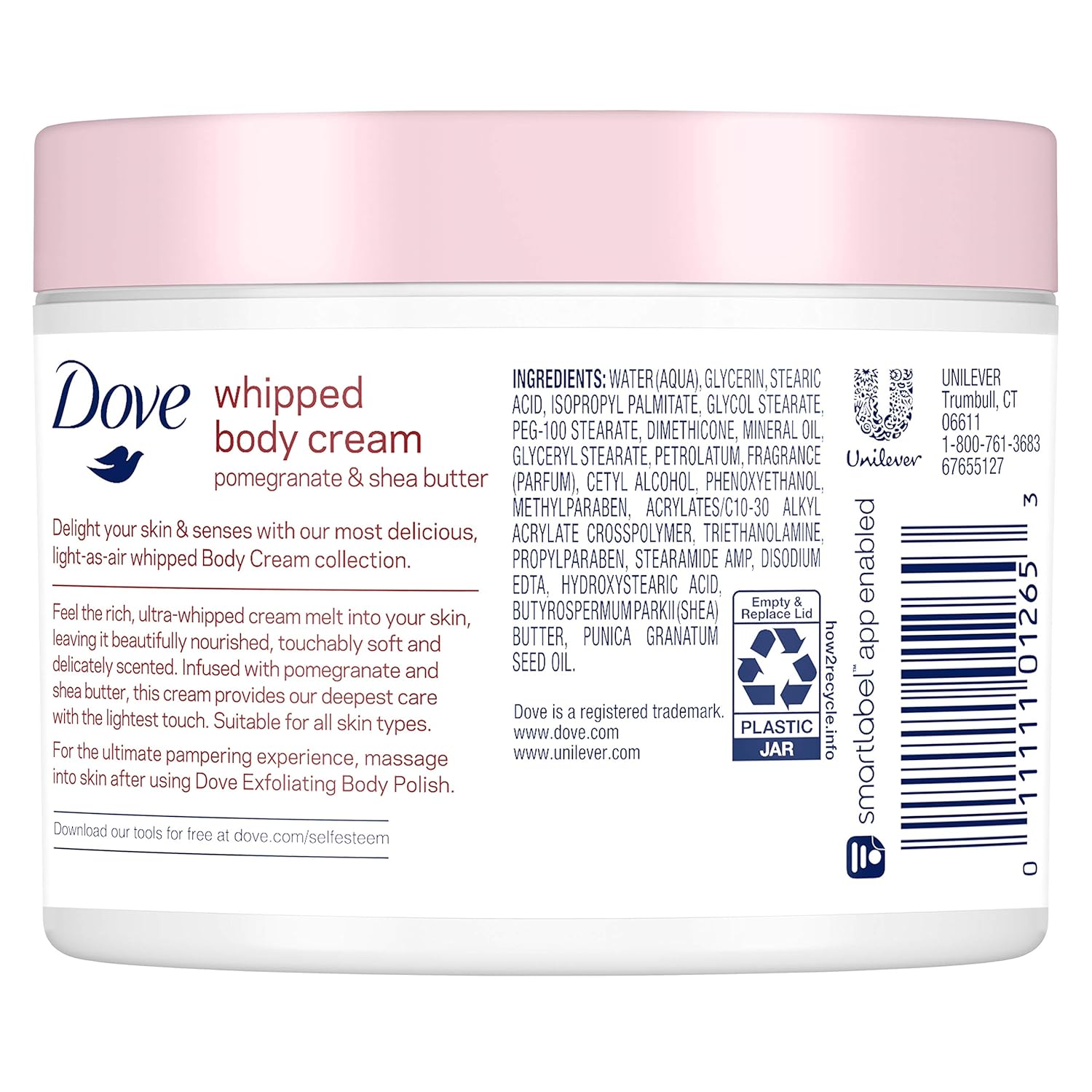 Dove Whipped Body Cream Dry Skin Moisturizer Pomegranate and Shea Butter, Nourishes Skin Deeply, 10 oz : Beauty