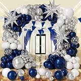 Conleke 156Pcs Balloons Garland Arch Kit Navy White Silver Explosion Star view 3