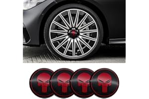 QZTYTY 4PCS Car Wheel Center Hub Cover, Center Caps for Rims, Waterproof & Rustproof Automotive Accessories Decals, Universal Car Accessories Hub Caps Compatible with Cars (Black/Red Skull)