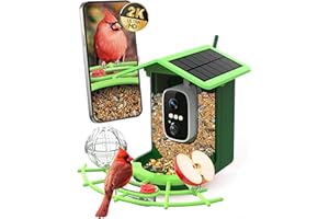 MEGAPUXIN Bird Feeder with Camera Outdoor Solar Smart Bird Feeder with Camera Wireless B-ird Houses for Outside Garden - 2K Video Live AI Recognition Visible Window Auto Capture
