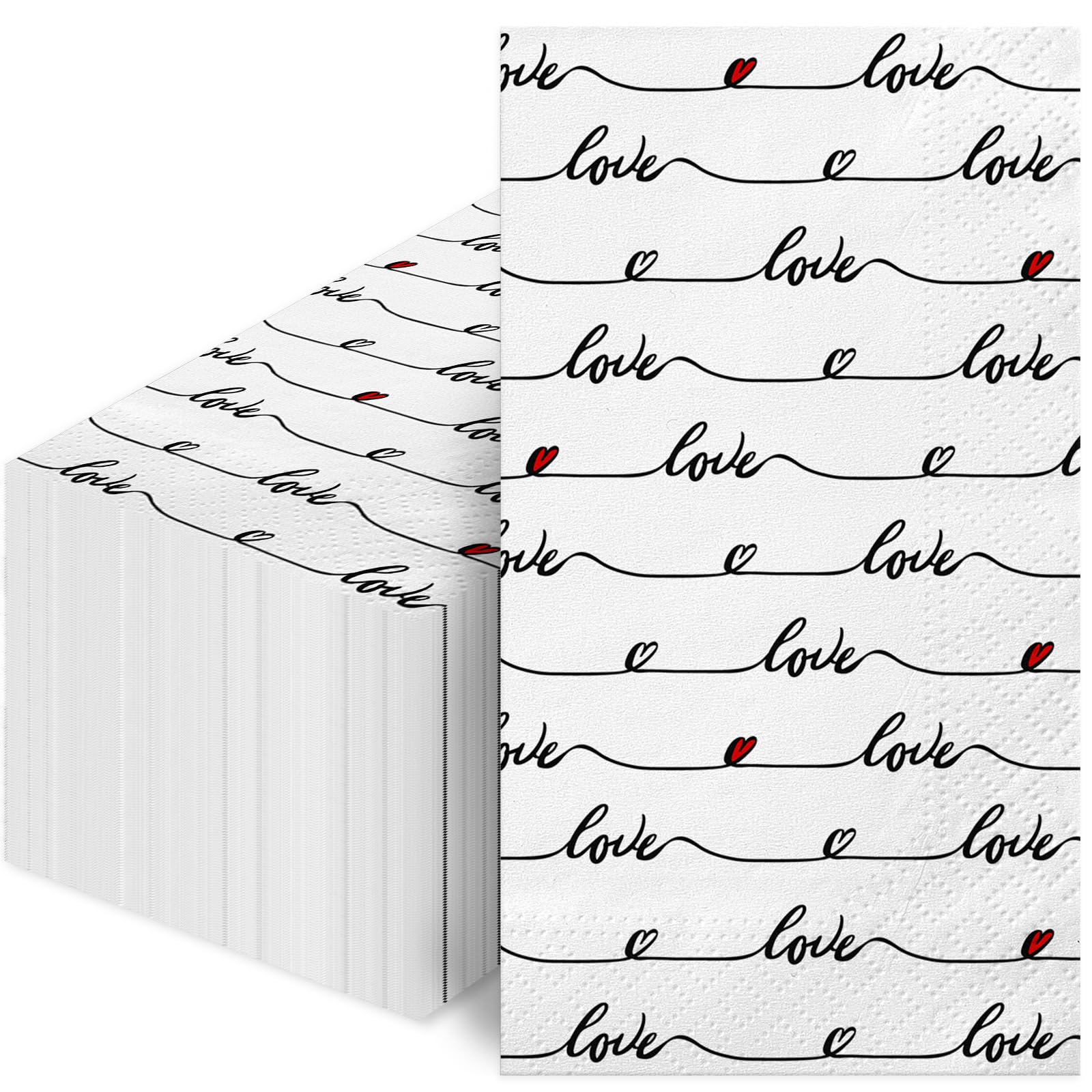 Photo 1 of 100 Count Valentines Napkins Disposable Heart Shaped - Paper Dinner & Bathroom Guest Towels for Party, Wedding Supplies