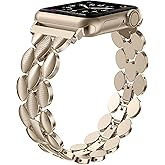 Moolia Elegant Metal Strap Compatible with Apple Watch Band 38mm 40mm 41mm 42mm Metal Fashion Women Replacement Strap Bracelet for iWatch Series 11/10/9/8/7/6/5/4/3/2/1 Champagne