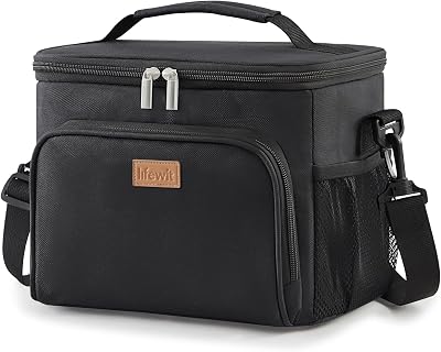 Lifewit Insulated Lunch Bag 15L 24 Can Black Leakproof Thermal Tote